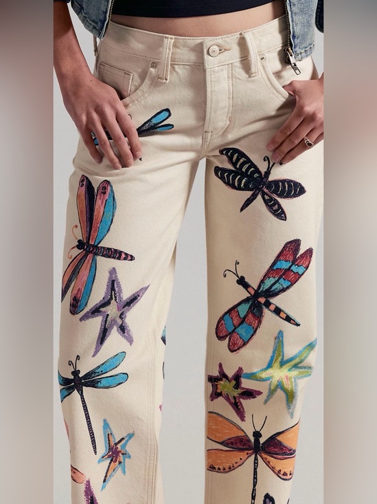 Free People Denim - Free People WTF Tennessee Low Rise Illusions Dragonfly Jeans
Size 28
